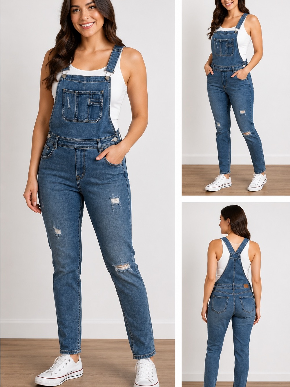 RSQ Distressed Skinny Denim Overalls Size 5/27